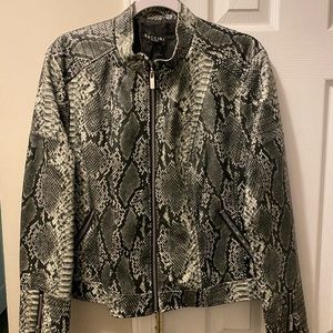 Black Python Faux Leather Jacket